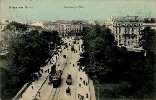 Ak Berlin Mitte, Leipziger Platz, Straßenbahnen