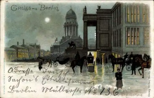 Litho Berlin Mitte, Gendarmenmarkt, Kgl. Schauspielhaus, Nacht