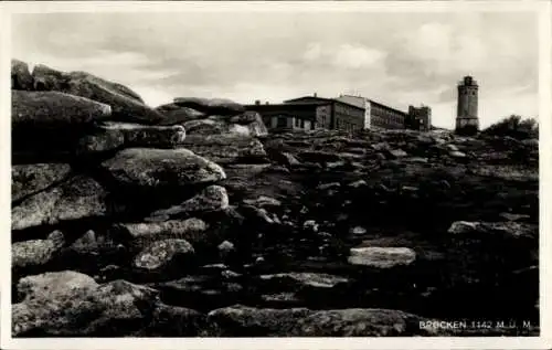 Ak Brocken im Harz, Brockenturm, Brockenhotel