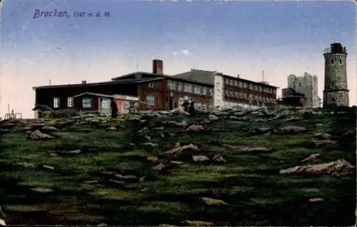 Ak Brocken im Harz, Brockenturm, Brockenhotel