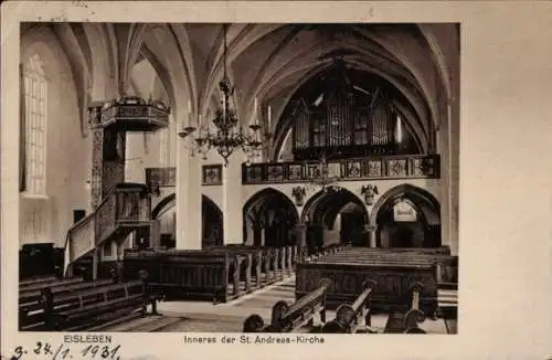 Ak Lutherstadt Eisleben, Inneres der St. Andreas Kirche