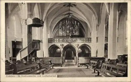 Ak Lutherstadt Eisleben in Sachsen Anhalt, St. Andreaskirche mit Lutherkanzel