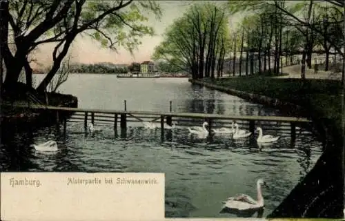 Ak Hamburg Nord Hohenfelde, Schwanenwik, Alster