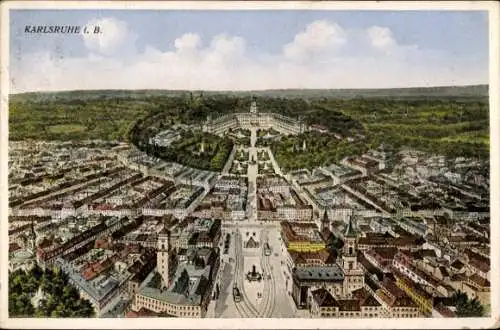 Ak Karlsruhe in Baden, Gesamtansicht, Schloss