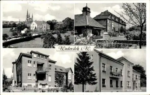 Ak Wadersloh in Westfalen, Gesamtansicht, Johanneum, Amtsgebäude, Krankenhaus