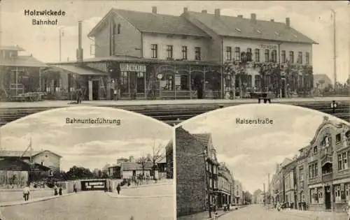 Ak Holzwickede im Ruhrgebiet, Bahnhof, Gleisseite, Bahnunterführung, Kaiserstraße