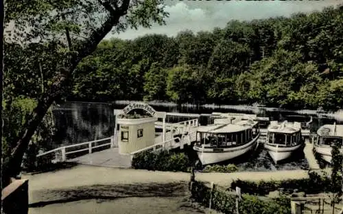 Ak Gremsmühlen Malente in Ostholstein, Anlegebrücke 5-Seen-Fahrt, Dieksee