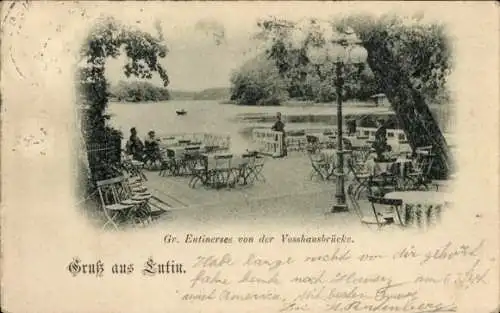 Ak Eutin in Ostholstein, Eutiner See, Blick von der Vosshausbrücke, Terrasse