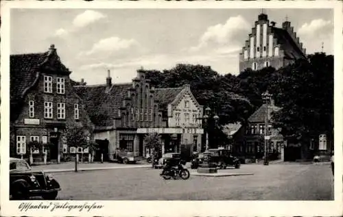 Ak Ostseebad Heiligenhafen in Holstein, Teilansicht, Häuser, Autos, Motorrad