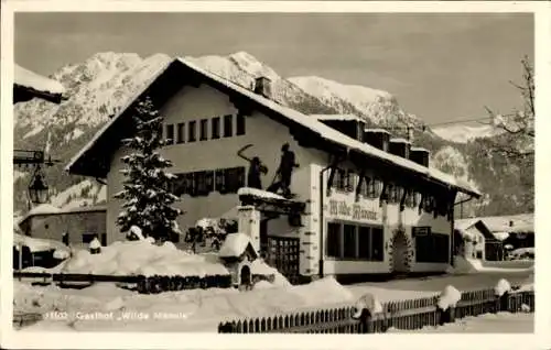 Ak Oberstdorf im Allgäu, Gasthaus Wildes Männle, Ansicht im Winter