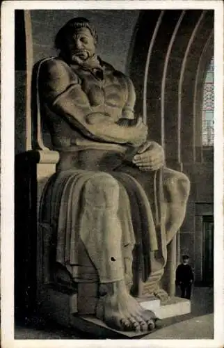 Ak Leipzig in Sachsen, Völkerschlachtdenkmal, Opferfreudigkeit im Ruhmesmale, Steinfigur