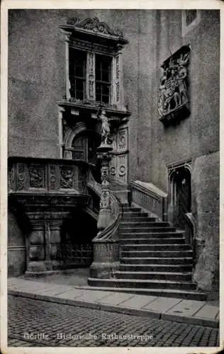 Ak Görlitz in der Lausitz, Rathaustreppe