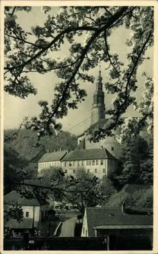 Ak Weesenstein Müglitztal in Sachsen, Schloss zur Baumblüte