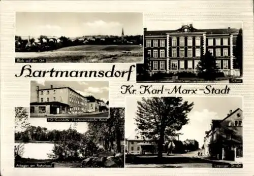 Ak Hartmannsdorf Kr. Karl Marx Stadt, HOG Hartmannsdorfer Kreuz, Schule