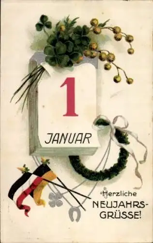 Ak Glückwunsch Neujahr, Patriotik, Kalender