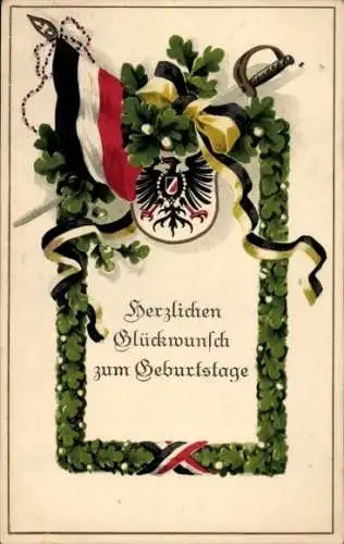 Ak Glückwunsch Geburtstag, Patriotik, Fahne, Wappen