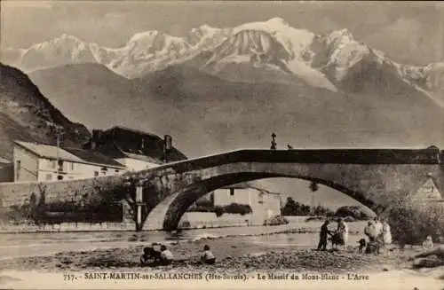 Ak Sallanches Haute Savoie, Massif du Mont-Blanc, l'Arve