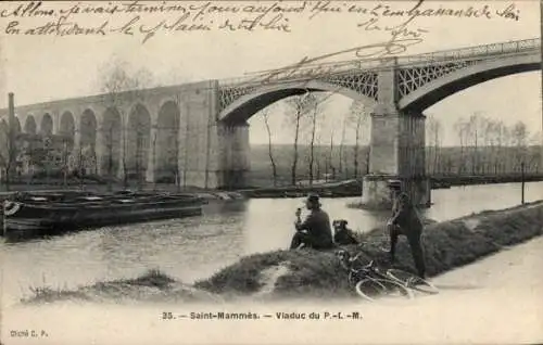 Ak Saint Mammès Seine et Marne, Viaduc du P.-L.-M.