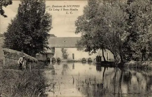 Ak Souppes sur Loing Seine et Marne, Loing a Beau-Moulins