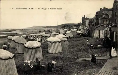 Ak Villers sur Mer Calvados, La Plage a Maree basse