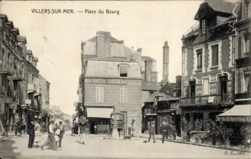 Ak Villers sur Mer Calvados, Place du Bourg