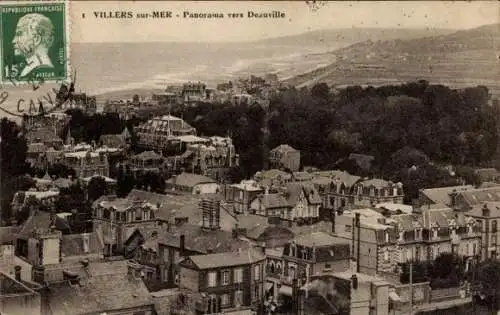 Ak Villers sur Mer Calvados, Panorama vers Deauville