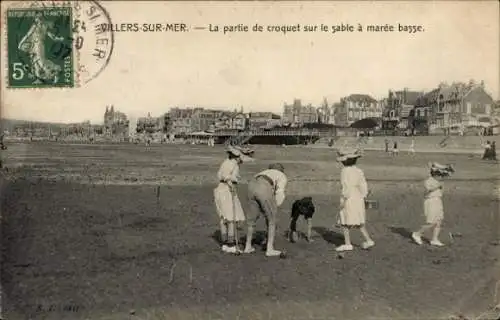 Ak Villers sur Mer Calvados, La partie de croquet sur le sable a maree basse