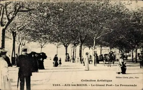 Ak Aix les Bains Savoie, Le Grand Post, La Promenade