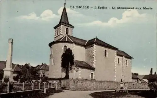 Ak La Biolle Savoie, Kirche, Monument aux Morts