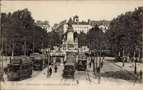 Ak Lyon Rhône, Place Carnot, Straßenbahnhaltestelle