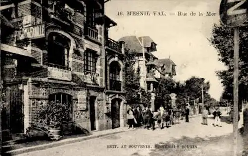 Ak Mesnil Val Seine Maritime, Rue de la Mer, Pension de Famille