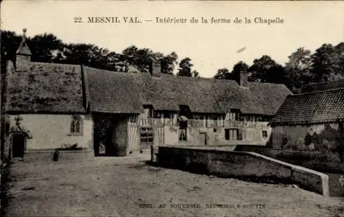 Ak Mesnil Val Seine Maritime, Ferme de la Chapelle, Fachwerk, Interieure