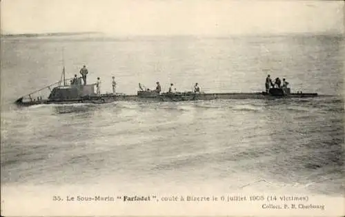 Ak Französisches Kriegsschiff, U-Boot Farfadet