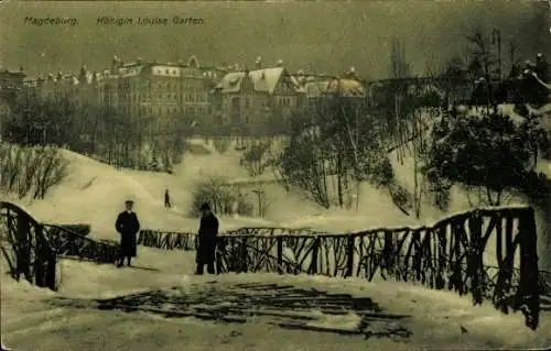 Ak Magdeburg, Königin Louise Garten, Winter