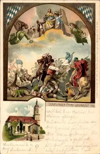 Litho München, Sendlinger Mord Weihnacht 1705, Kirche