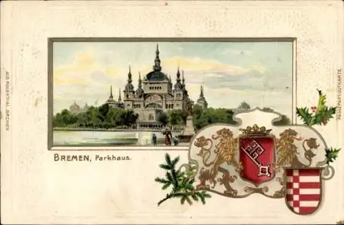 Präge Wappen Passepartout Ak Hansestadt Bremen, Parkhaus