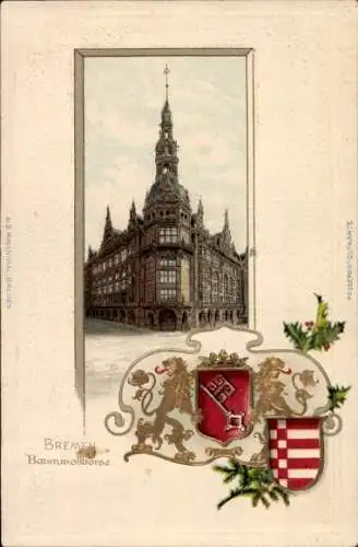 Prage Wappen Passepartout Ak Hansestadt Bremen, Baumwollbörse