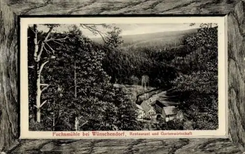 Passepartout Ak Wünschendorf an der Elster, Fuchsmühle, Restaurant und Gartenwirtschaft