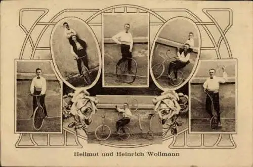 Ak Hellmut und Heinrich Wollmann, Fahrrad-Artisten