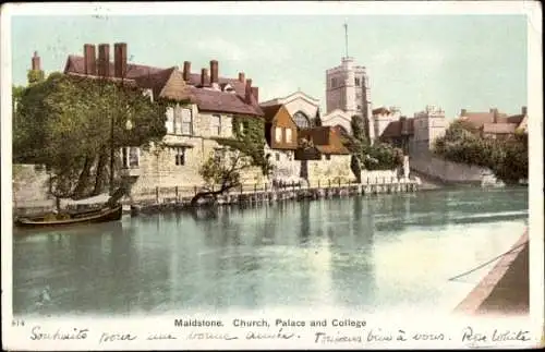 Ak Maidstone Kent England, Kirche, Palast, College