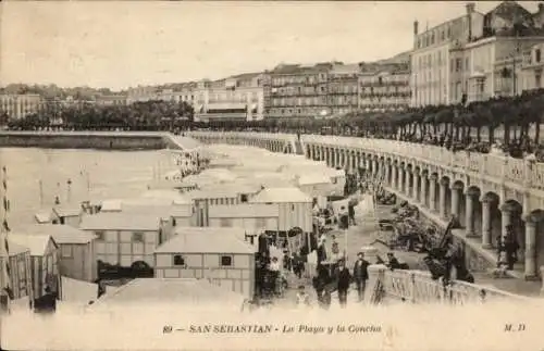 Ak Donostia San Sebastián Baskenland, Strand und La Concha