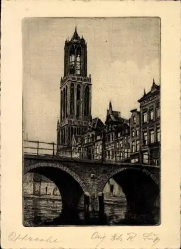 Ak Utrecht Niederlande, Brücke, Turm