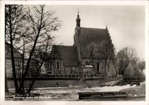 Ak Bydgoszcz Bromberg Westpreußen, Brahe mit Pfarrkirche