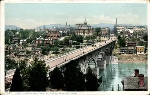 Ak Knoxville Tennessee USA, County Bridge über den Tennessee River