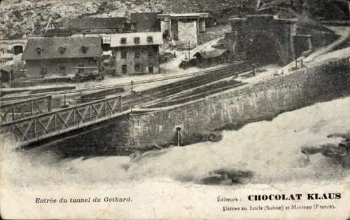 Ak Le Locle Kt Neuenburg, Tunnel Gothard, Chocolat Klaus