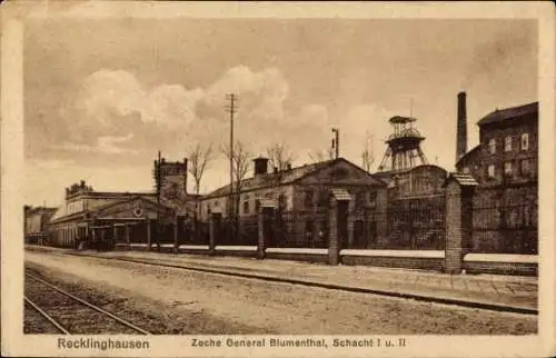 Ak Recklinghausen im Ruhrgebiet, Zeche General Blumenthal, Schacht I. u. II.