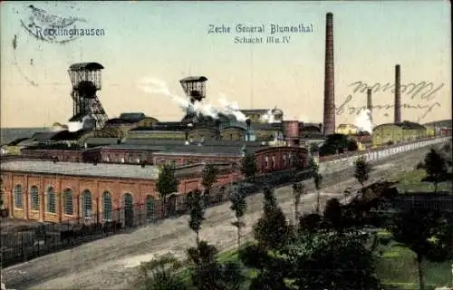 Ak Recklinghausen, Zeche General Blumental, Schacht III und IV