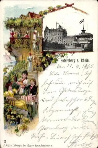 Litho Königswinter am Rhein, Petersberg, Hotel