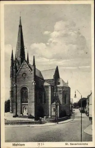 Ak Mehlem Bad Godesberg Bonn am Rhein, Straßenpartie, St. Severinkirche