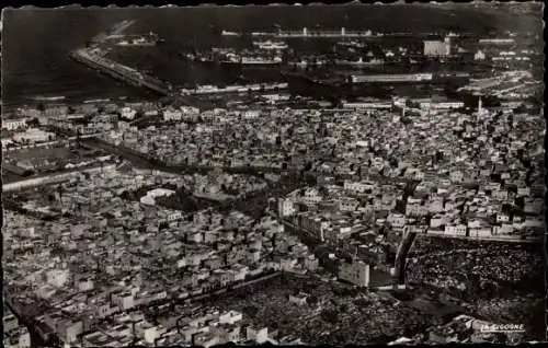 Ak Casablanca Marokko, Ville ancienne, le port, Fliegeraufnahme